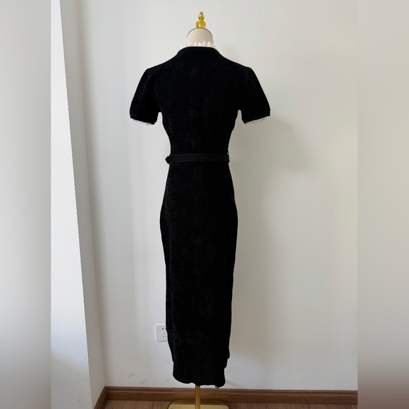 Self-Portrait Black Chenille Knit Midi Dress - joarbit.com